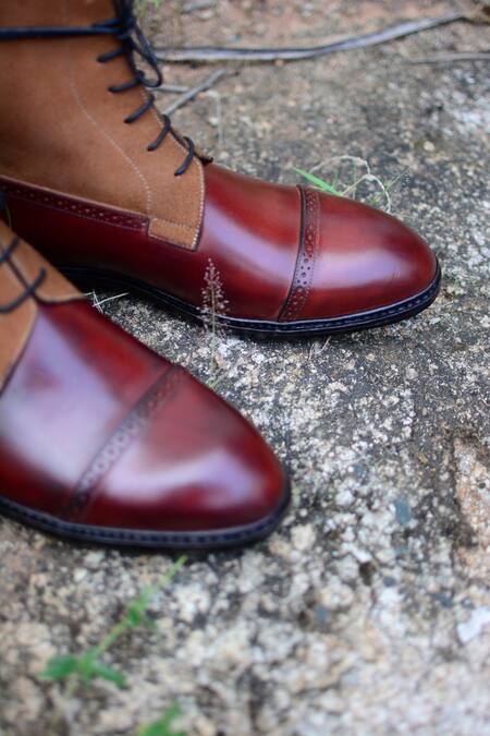 Buy_Oblum_Brown Handcrafted Balmoral Boots_Online_at_Aza_Fashions