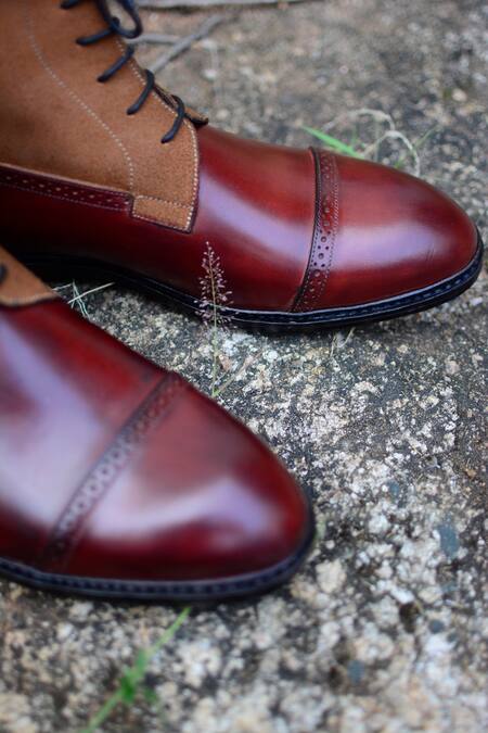 Shop_Oblum_Brown Handcrafted Balmoral Boots_Online_at_Aza_Fashions