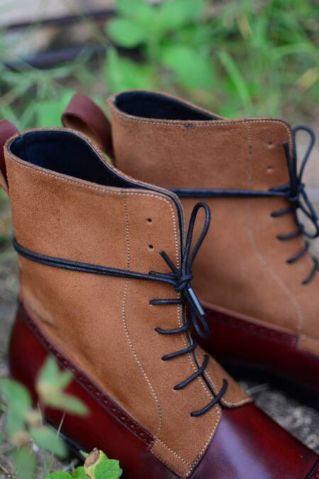 Oblum_Brown Handcrafted Balmoral Boots_at_Aza_Fashions