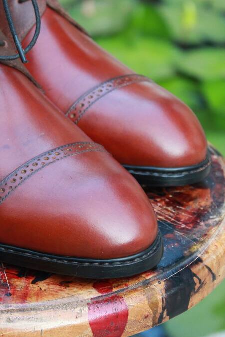 Shop_Oblum_Brown Handcrafted Balmoral Boots_Online_at_Aza_Fashions