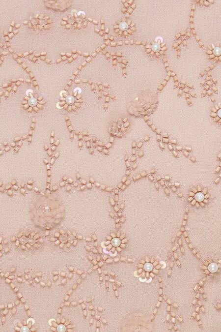 Shop Arpan Vohra Peach Cutdana, Pearl And Sequin Work One Shoulder Floral Embroidered Kurta Set Online at Aza Fashions Shop_Arpan Vohra_Peach Cutdana, Pearl And Sequin Work One Shoulder Floral Embroidered Kurta Set _Online_at_Aza_Fashions