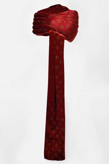 Shop_Arihant Rai Sinha_Maroon Printed Velvet Safa_Online_at_Aza_Fashions