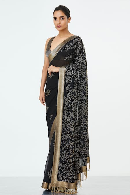 Nakul Sen Bead Embellished Saree with Blouse 