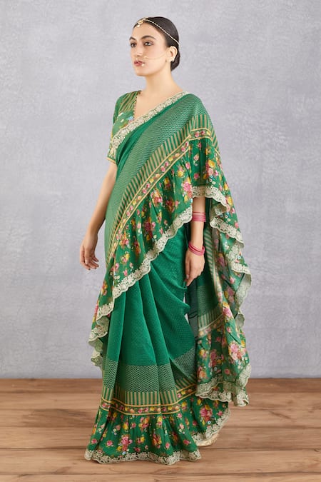 Torani Panna Heba Ruffle Saree 