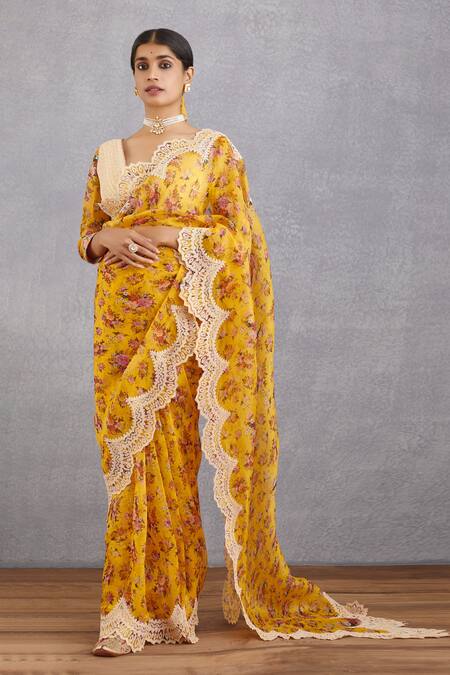 Torani_Yellow Silk Organza Sunehra Meher Saree _Online_at_Aza_Fashions