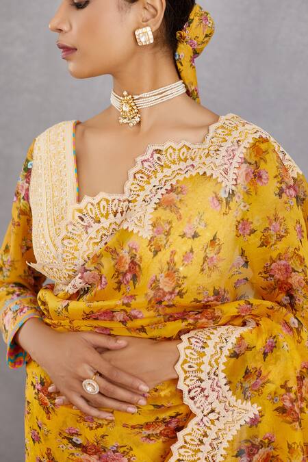 Shop_Torani_Yellow Silk Organza Sunehra Meher Saree _Online_at_Aza_Fashions