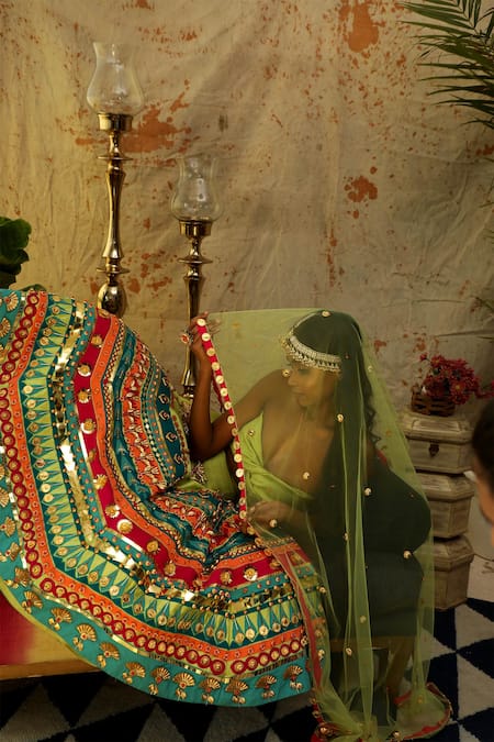 Xoxo Apurva Green Raw Silk Embroidered Lehenga Set Online at Aza Fashions Xoxo Apurva_Green Raw Silk Embroidered Lehenga Set _Online_at_Aza_Fashions