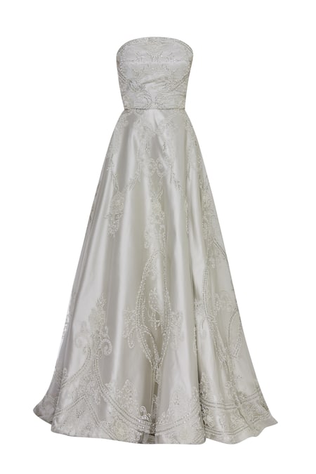 Buy Karleo Silver Embroidered Bandeau Gown Online at Aza Fashions Buy_Karleo_Silver Embroidered Bandeau Gown_Online_at_Aza_Fashions