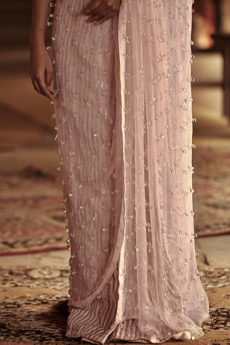 Itrh Pink Raw , Pure Crepe, Organza Saree With Blouse at Aza Fashions Itrh_Pink Raw , Pure Crepe, Organza Saree With Blouse_at_Aza_Fashions