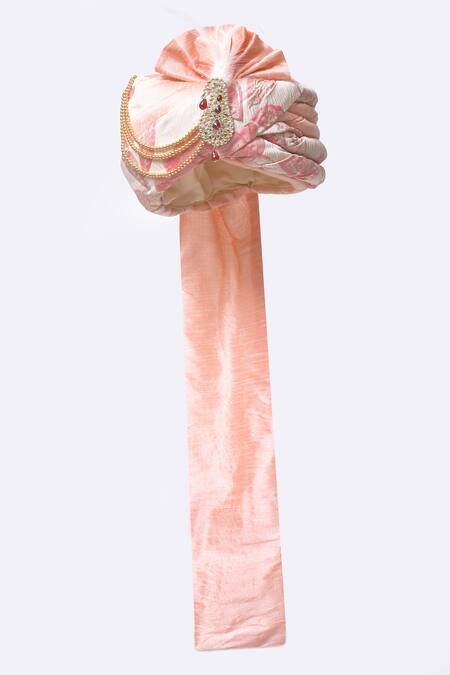 Buy_Arihant Rai Sinha_Pink Embroidery, Beads Woven Safa_Online_at_Aza_Fashions