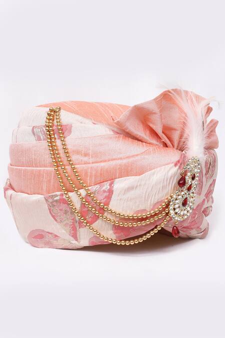 Arihant Rai Sinha_Pink Embroidery, Beads Woven Safa_at_Aza_Fashions