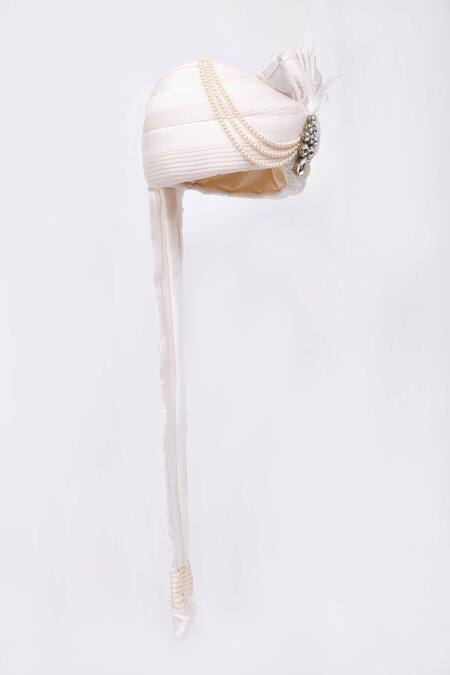 Arihant Rai Sinha_White Embroidery Striped Safa _Online_at_Aza_Fashions