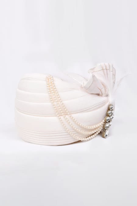 Arihant Rai Sinha_White Embroidery Striped Safa _at_Aza_Fashions