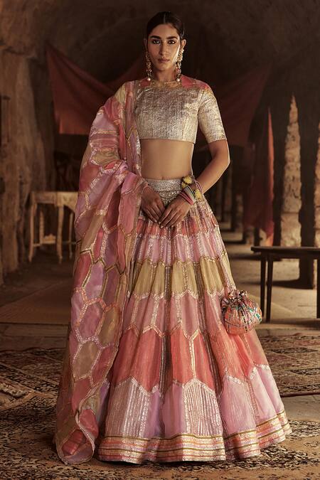 Shop_Itrh_Multi Color Lampi Embroidered Lehenga Set_Online_at_Aza_Fashions