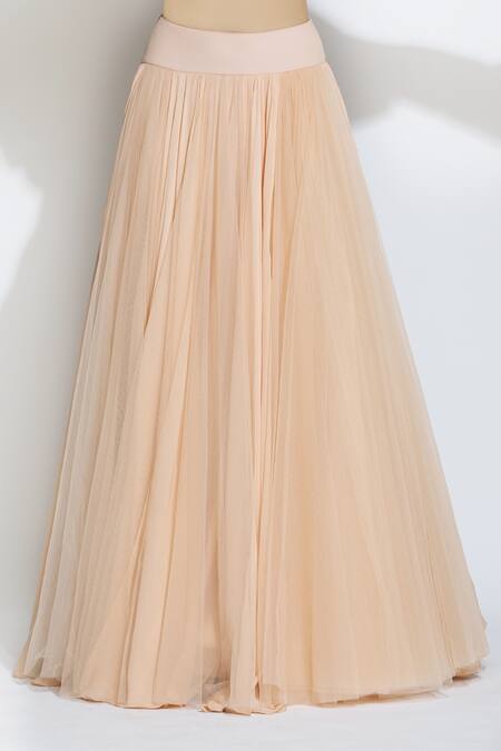 Buy_Tarun Tahiliani_Peach Embroidered Kurta Lehenga Set_Online_at_Aza_Fashions