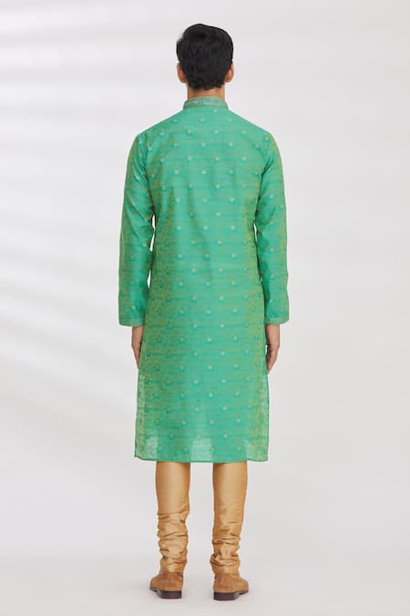 Shop Arihant Rai Sinha Green Jacquard, Silk, Brocade Embroidery Kurta at Aza Fashions Shop_Arihant Rai Sinha_Green Jacquard, Silk, Brocade Embroidery Kurta _at_Aza_Fashions