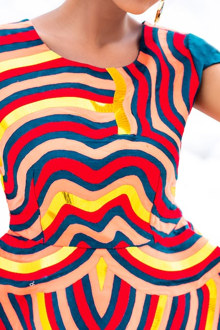 Shop Xoxo Apurva Blue Chanderi Silk Round Top at Aza Fashions Shop_Xoxo Apurva_Blue Chanderi Silk Round Top _at_Aza_Fashions