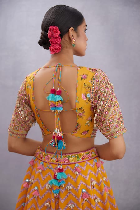 Torani_Yellow Blouse Pure Cotton Silk Lehenga Thin Sunehra Saadat Bridal Set _at_Aza_Fashions