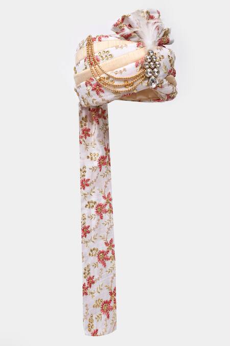 Arihant Rai Sinha_White Embroidery Floral Safa_Online_at_Aza_Fashions