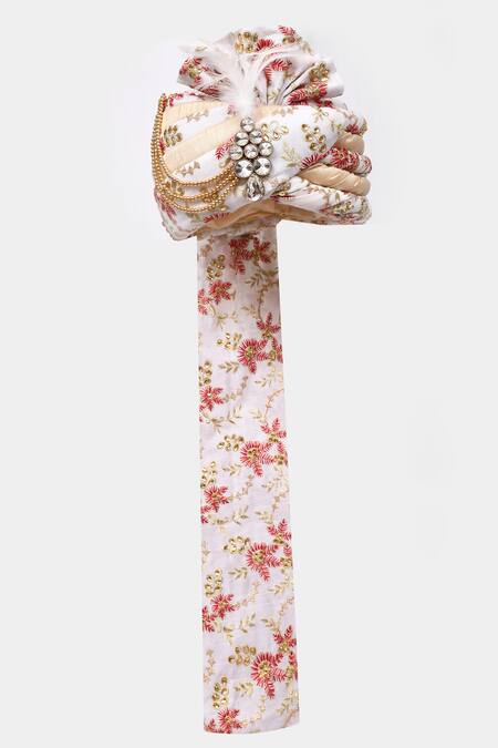 Buy_Arihant Rai Sinha_White Embroidery Floral Safa_Online_at_Aza_Fashions