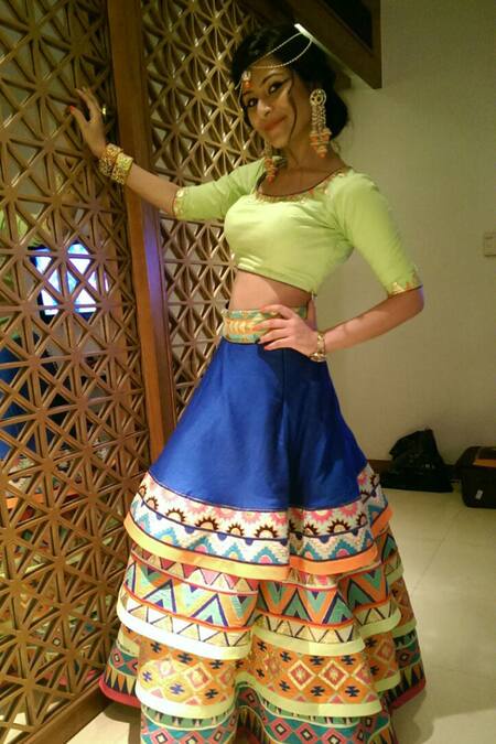 Xoxo Apurva Multi Color Silk Chanderi Layered Lehenga Set Online at Aza Fashions Xoxo Apurva_Multi Color Silk Chanderi Layered Lehenga Set _Online_at_Aza_Fashions