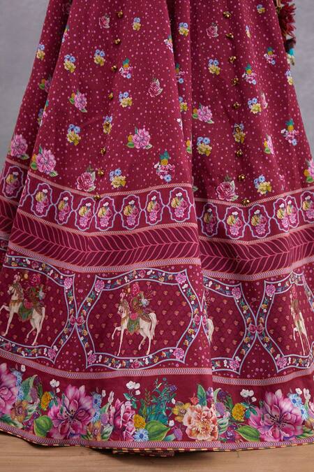 Shop_Torani_Red Blouse Thin Handwoven Chanderi, Cancan Dupatta Manika Aoruni Bridal Set_Online_at_Aza_Fashions