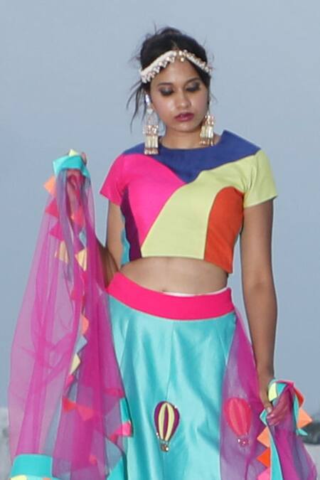 Shop Xoxo Apurva Blue Silk Chanderi Round Lehenga Set Online at Aza Fashions Shop_Xoxo Apurva_Blue Silk Chanderi Round Lehenga Set _Online_at_Aza_Fashions