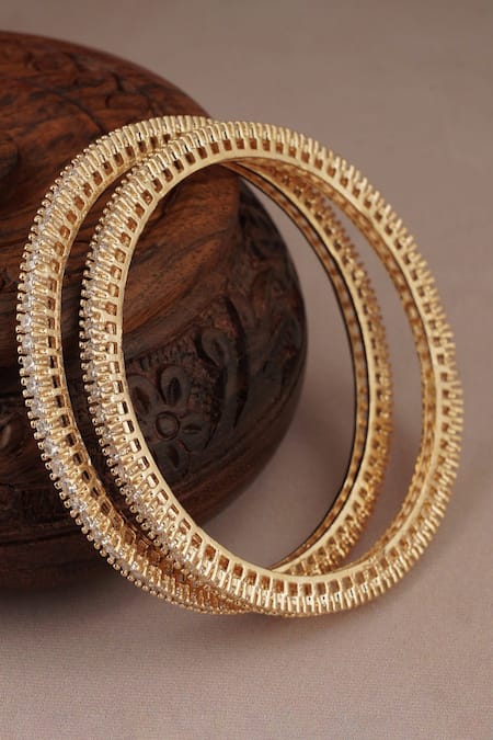 Buy_Smars Jewelry_Gold Plated Stone Embellished Bangles - Set Of 2_Online_at_Aza_Fashions