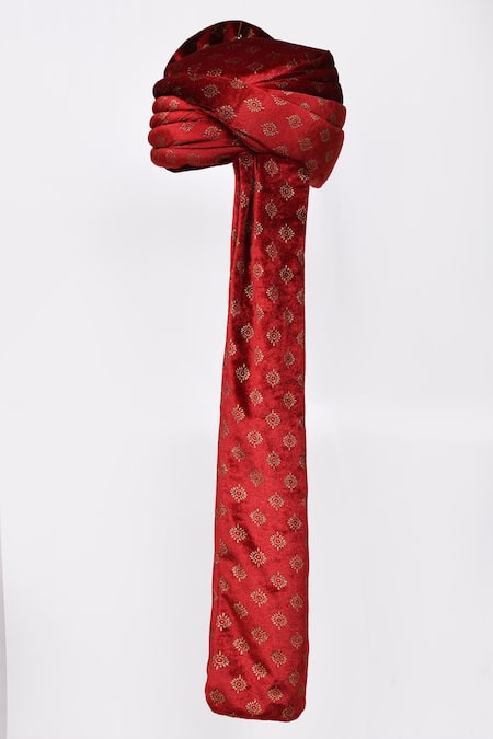 Shop Arihant Rai Sinha Maroon Embroidery, Beads Velvet Printed Safa Online at Aza Fashions Shop_Arihant Rai Sinha_Maroon Embroidery, Beads Velvet Printed Safa _Online_at_Aza_Fashions