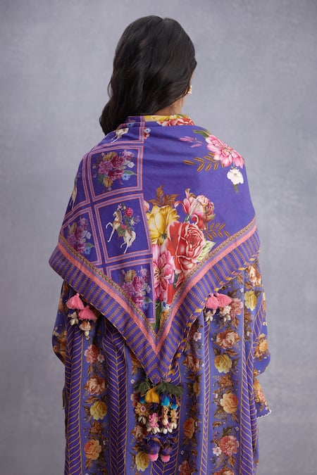 Torani_Purple Tassels Jamuni Scarf _Online_at_Aza_Fashions