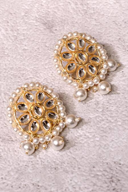 Buy_Nayaab By Aleezeh_Gold Plated Jadau Kundan Jewellery Set_Online_at_Aza_Fashions