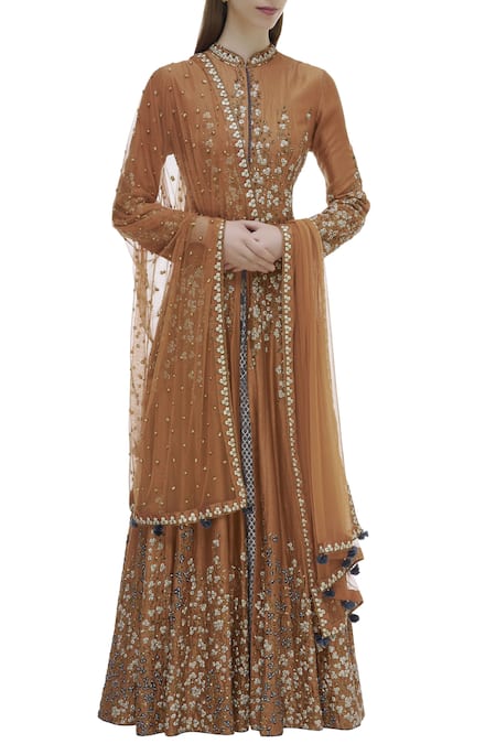 Joy Mitra Embroidered Kurta Lehenga Set 