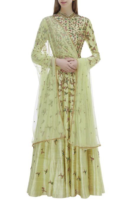 Joy Mitra Embroidered Kurta Lehenga Set 