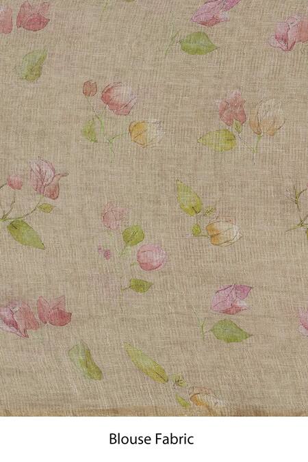 Nadiya Paar_Beige Linen Printed Saree_at_Aza_Fashions