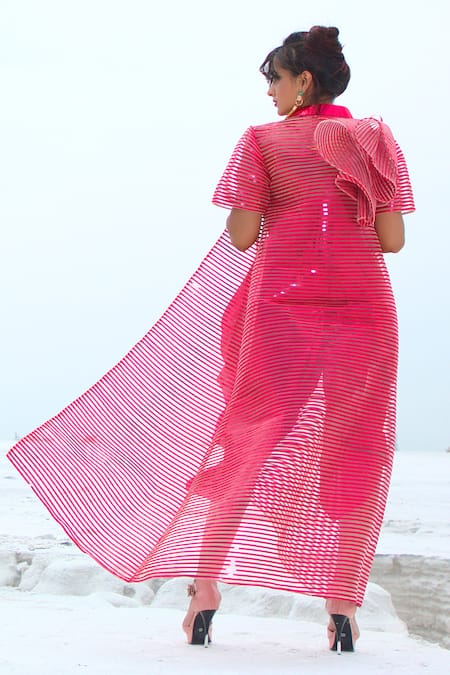 Shop Xoxo Apurva Pink Jumpsuit Silk Chanderi Jacket Tulle Jacket Dhoti With at Aza Fashions Shop_Xoxo Apurva_Pink Jumpsuit Silk Chanderi Jacket Tulle Jacket Dhoti With _at_Aza_Fashions