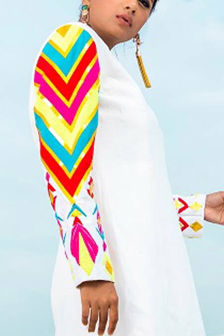 Xoxo Apurva White Silk Chanderi Sheath Dress Online at Aza Fashions Xoxo Apurva_White Silk Chanderi Sheath Dress _Online_at_Aza_Fashions