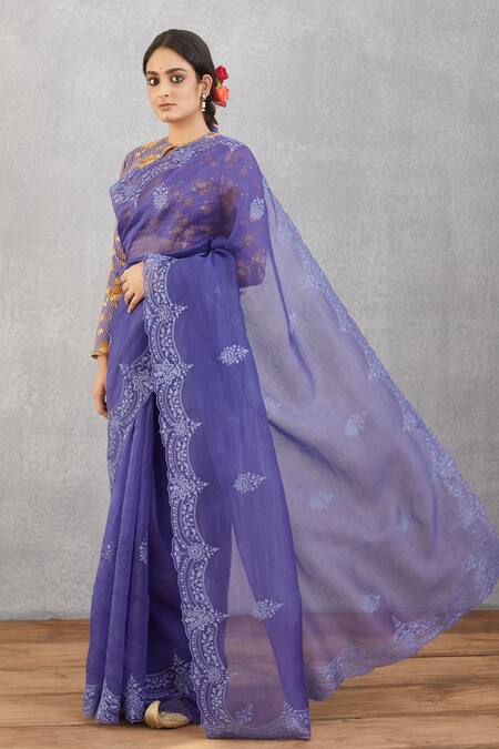 Torani_Purple Cotton Silk Round Jamuni Yuvani Blouse_Online_at_Aza_Fashions