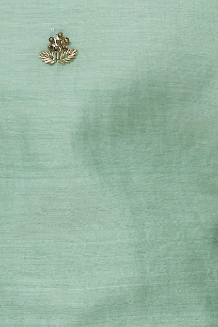 Yogita Kadam_Green Silk Chanderi Round Neck Blouse And Skirt Set _at_Aza_Fashions