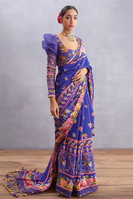 Soft Kanjeevaram Silk Purple Saree With Blouse