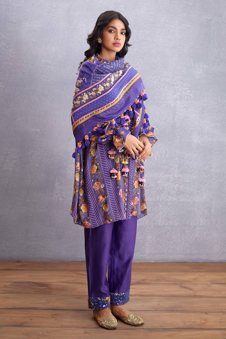Torani_Purple Tassels Jamuni Mahnoor Scarf _Online_at_Aza_Fashions