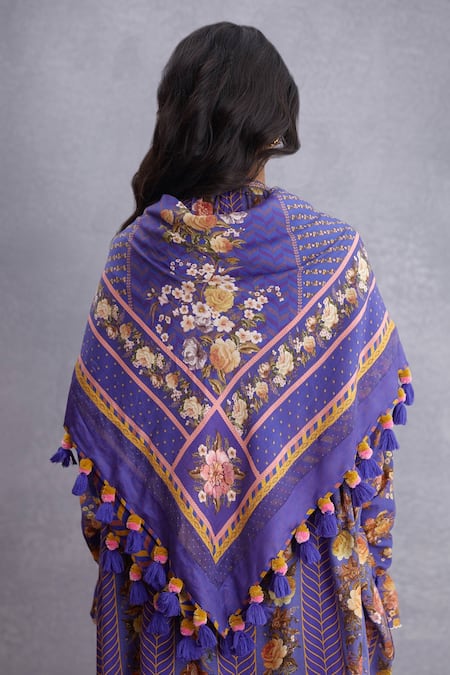 Buy_Torani_Purple Tassels Jamuni Mahnoor Scarf _Online_at_Aza_Fashions