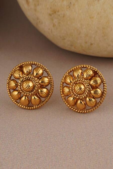 SMARS JEWELRY Gold Plated Carved Necklace Set Online at Aza Fashions SMARS JEWELRY_Gold Plated Carved Necklace Set_Online_at_Aza_Fashions