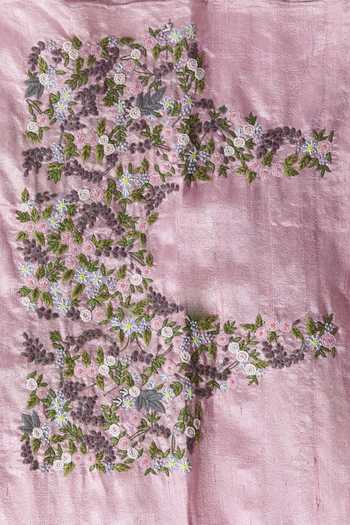 Shop_Anamika Khanna_Pink Embroidered Saree With Blouse Fabric_Online_at_Aza_Fashions