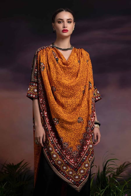 Rajdeep Ranawat Montijo Silk Asymmetric Draped Kaftan Tunic 