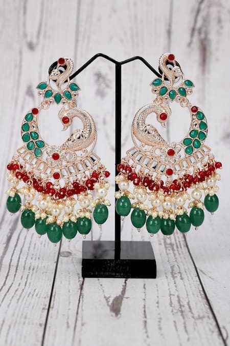 Buy I Jewels 18k Gold Plated Enamel/Meenakari Big Chandbali Earrings Glided  With Kundan & Pearl for Women (E2860B) at Amazon.in