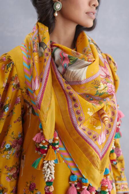 Shop_Torani_Yellow Tassels Sunehra Ashvamedha Scarf _Online_at_Aza_Fashions