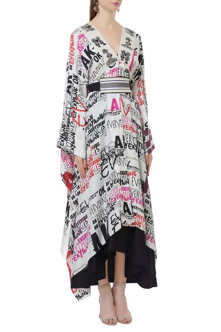Anamika Khanna Black Printed Kaftan With Skirt Online at Aza Fashions Anamika Khanna_Black Printed Kaftan With Skirt_Online_at_Aza_Fashions