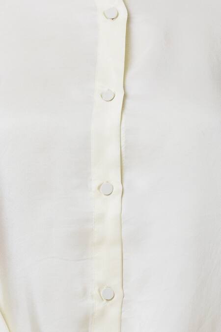 Anamika Khanna_Off White Asymmetric Shirt Dress_at_Aza_Fashions