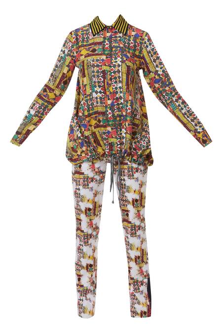 Buy_Anamika Khanna_Multi Color Printed Shirt With Pants_Online_at_Aza_Fashions