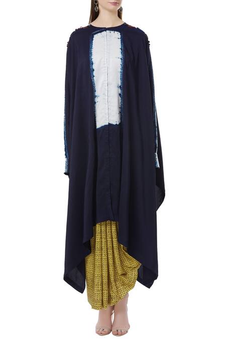 Buy Anamika Khanna Blue Shirt Cape With Draped Skirt Online at Aza Fashions Buy_Anamika Khanna_Blue Shirt Cape With Draped Skirt_Online_at_Aza_Fashions